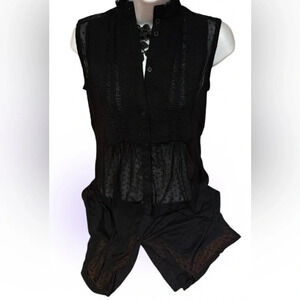 Vintagee luxe sheer tunic sleeveless shirt blouse Sz